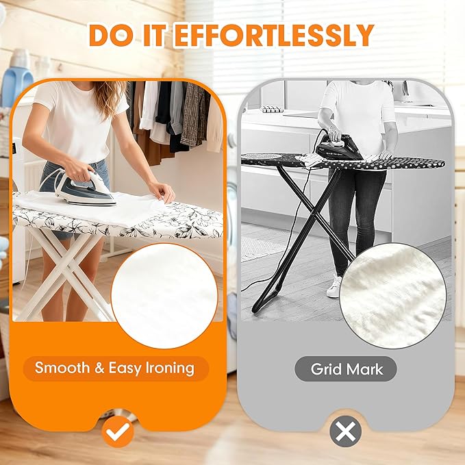 Ironing Board Cover and Pad, 18x49 Extra Wide Thick Iron Padding, Scorch &
