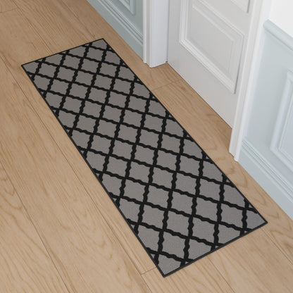 Ottomanson Hallway Runner Rug 20" x 59" Non Slip Trellis Area Rugs Easy to Clean Laundry Rug Runner Durable & Pet Friendly Floor Carpet Runners for Hallways Entryway Living Room Kitchen, Dark Gray