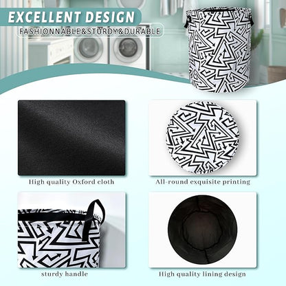 Black White Abstract Arrow Laundry Basket Foldable