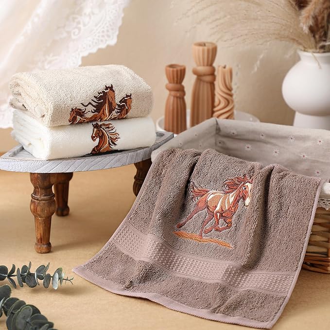 3 Pcs Western Horse Hand Towels Set