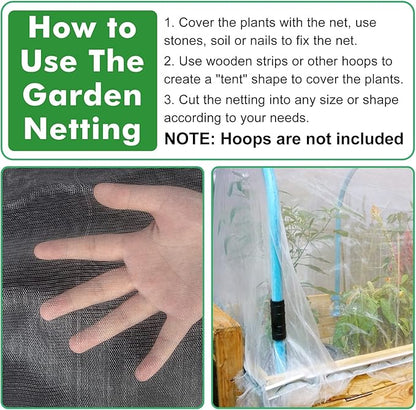 Garden Mesh Netting, 8' x 20' Mosquito Bird Netting Barrier Row Cover, Fruit Tree Net Screen Protect Plant Vegetables Fruits Crops from Cicada, Garden Bed Cover Plant Protecting Net