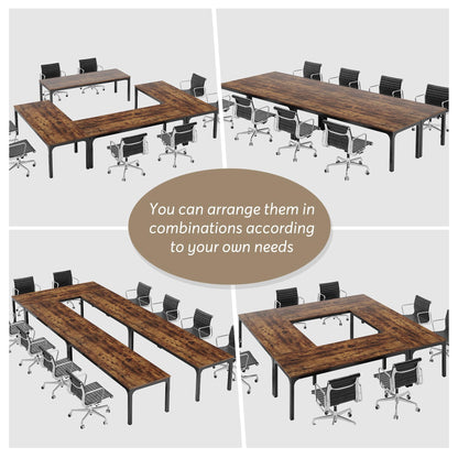 Tribesigns 6.5 FT Conference Room Table, 78.74" W x 27.56" D Large Office Conference Table, Modern Seminar Meeting Table Desk for Boardroom, Meeting Room (1, Rustic Brown)