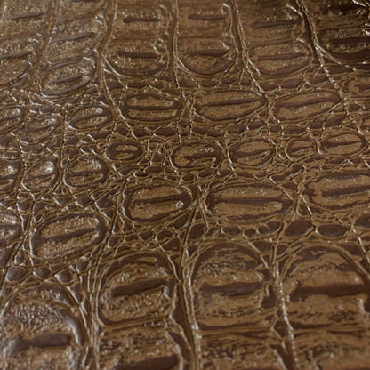 Alligator Fabric, Soft Textured Crocodile Vinyl Faux Leather, Gator Skin Embossed Upholstery DIY Craft and Clips Pleather Sheets – Individual 1 Yard Cut 36”x54” (Saddle)