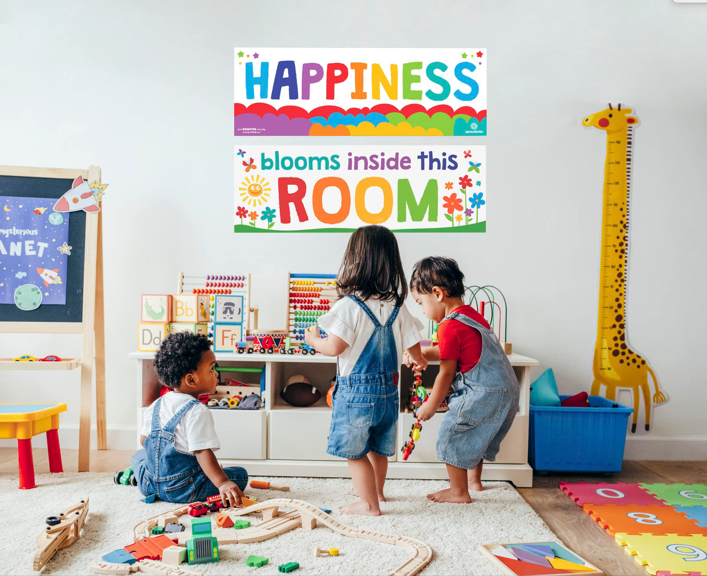 Sproutbrite 2 Pack 13.5” x 39” Educational Posters Set - Teachers Posters - Classroom Positive Posters and Wall Decor for Pre, Elementary and Middle School - Promotes Kindness and Positive Social Behavior