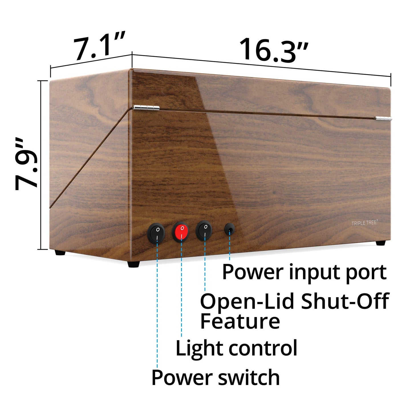TRIPLE TREE Watch Winder, for Rolex Automatic Watches with Soft and Flexible Watch Pillows, Wooden Shell, Powered by Japanese Motor, with Built-in Blue LED Illuminated
