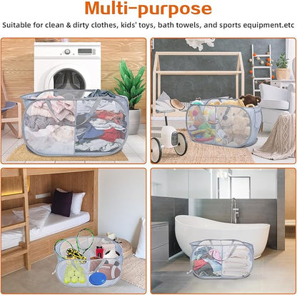 Sturdy Collapsible Laundry Baskets, Foldable Pop Up Laundry Hamper, Durable 2