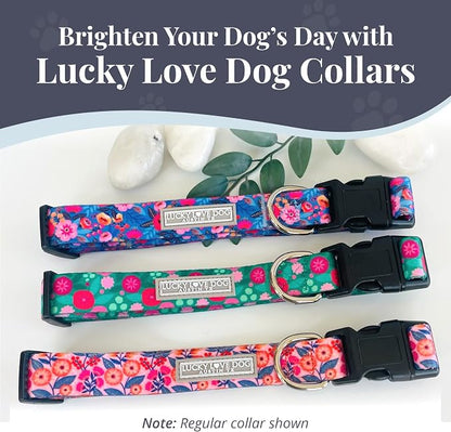 Lucky Love Dog Martingale Dog Collar - Adjustable, No-Slip, Durable, & Soft Webbing Collar for Male and Female Dogs Ideal for Training & Walking - Rosie, Large