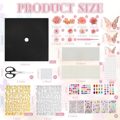 ZYNERY Graduation Cap Decorations Kit Grad Cap Topper Decor Includes Glitter Paper 3D Butterfly Faux Flower Letters Stickers, Cap Decorations for DIY Graduation Cap Topper (Pink)