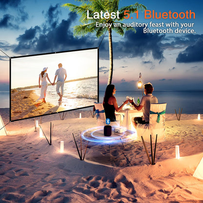 Mini Projector, VOPLLS 1080P Full HD WiFi Bluetooth Video Projector, Portable Outdoor Home Theater Movie Projector, 50% Zoom, Compatible with HDMl, USB, AV, Smartphone/Tablet/Laptop (15000L)