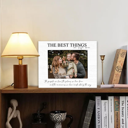 Kneaotoaji Family Picture Frame Gifts - The Best Things in Life Are the People We Love - Friends Wooden Photo Frame 5x7 for Tabletop or Wall Hanging