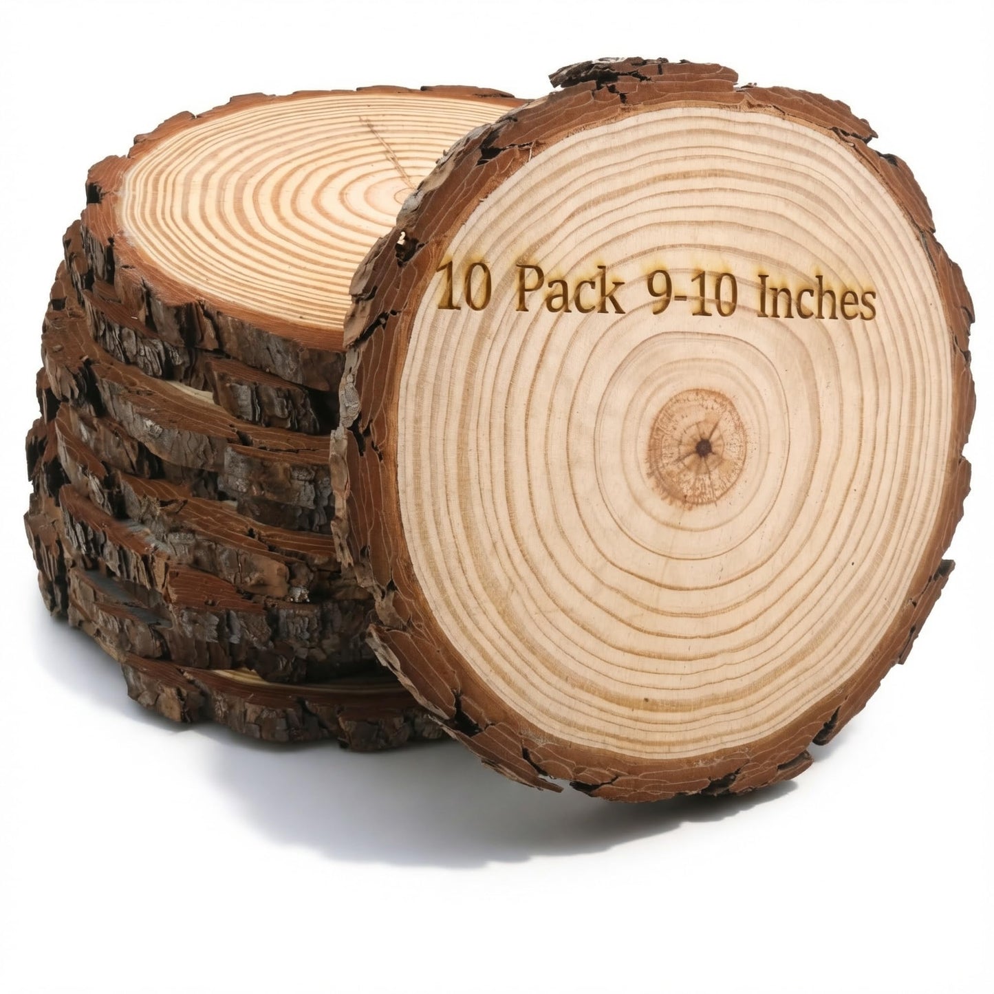 SENMUT 10 Pack Large Wood Slices for Centerpieces 9-10 Inch - Natural Unfinished Round Wooden Trays for Decor, Rustic Wedding Table Centerpieces, Party Event Decorations & DIY Crafts