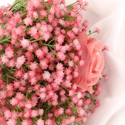 Pusuny Baby Breath Flowers Artificial Bulk,15 Pcs Gypsophila Faux Pink Flowers Fake Baby Breath Real Touch Flowers Bouquets for Bride Wedding Decorations Party Floral Arrangements DIY (Pink)