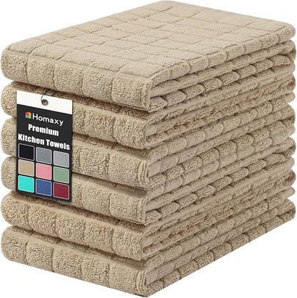 Homaxy Premium Cotton Kitchen Towels 16"x 28", Large Natural Ring Spun 390 GSM