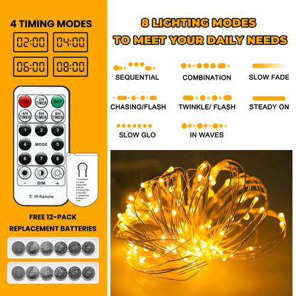 HXWEIYE 6 Pack Fairy Lights Battery Operated with Remote & Timer, 7ft 20LED Mini Firefly Starry Lights Mason Jar Lights for Indoor Outdoor Bottle Tree Party Wedding Thanksgiving(Warm White)