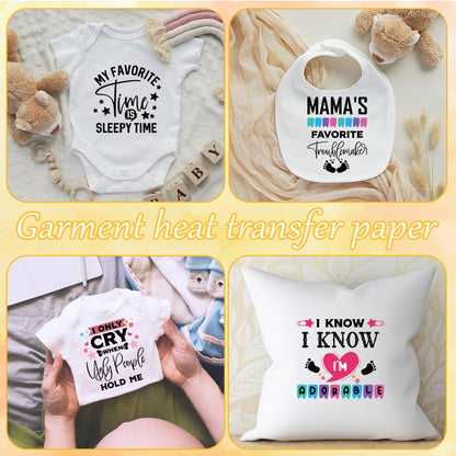 Funny Baby Iron on Transfers, 20 PCS Onesie Decorating Kit Baby Shower, Fun Heat Transfer Stickers, Iron on Decals for T Shirts Hoodie Bibs Bodysuit Clothing DIY Crafts