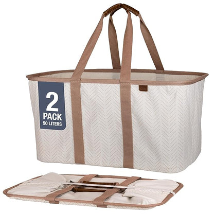 CleverMade Collapsible Laundry Tote 2-Pack – Foldable Carry-All Storage Bin