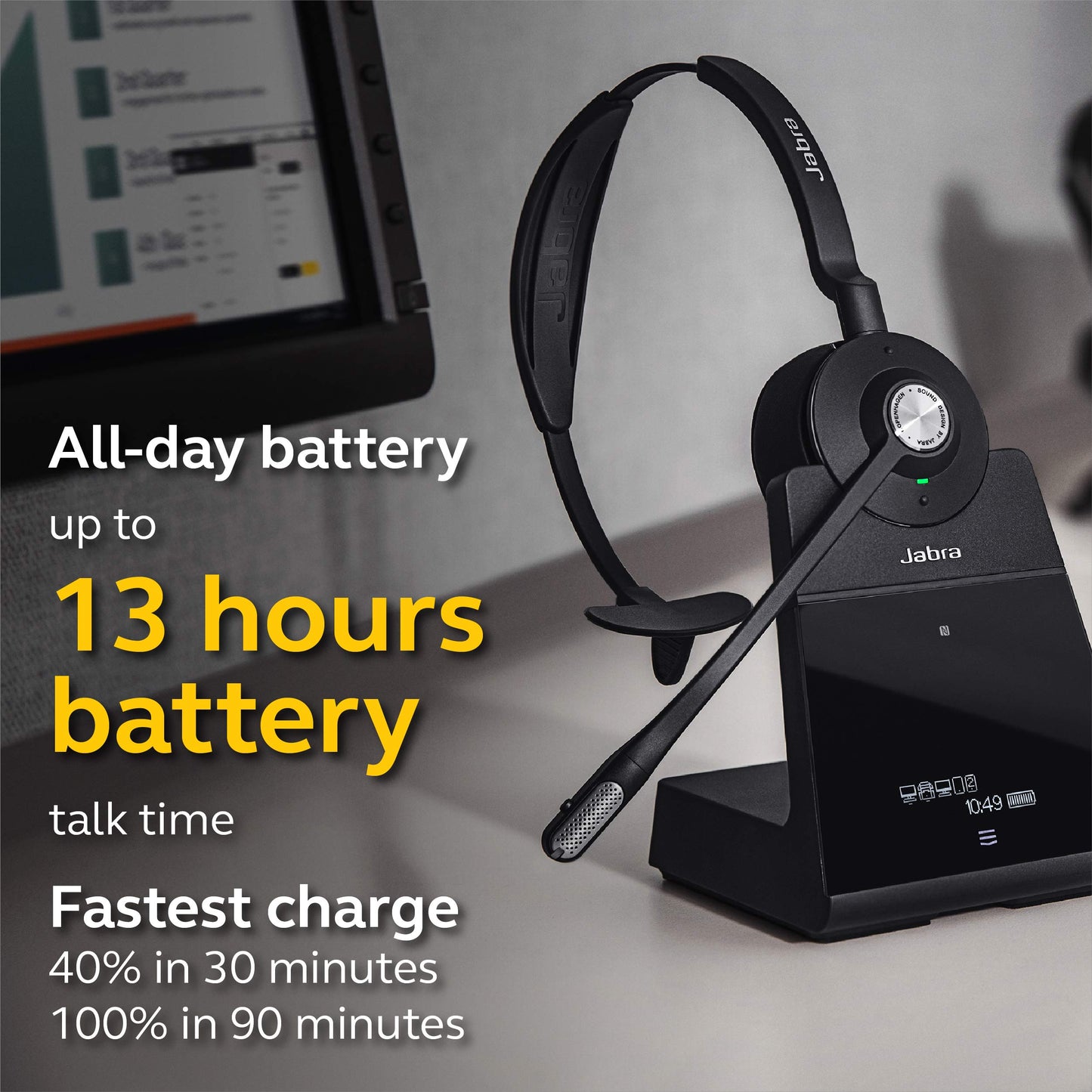 Jabra Engage 65 Wireless Headset, Mono – Telephone Headset with Industry-Leading Wireless Performance, Advanced Noise-Cancelling Microphone, Call Center Headset with All Day Battery Life
