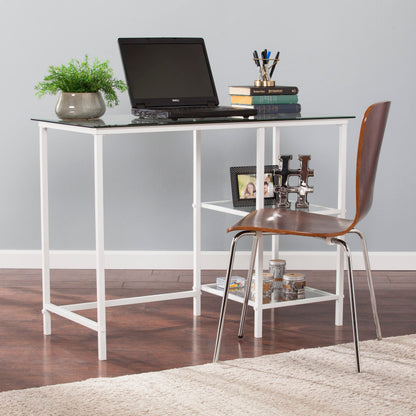 SEI Furniture Layton Metal/Glass Student Desk, White
