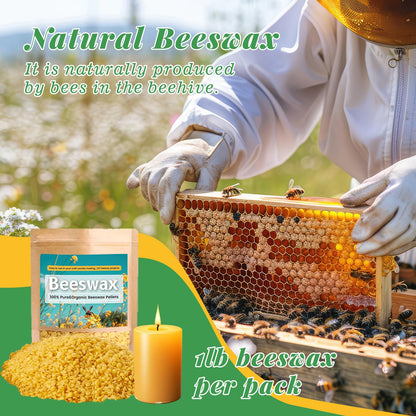 Handnatur Beeswax Candle Making Kit for Adult, 4lb Wax for Candle Making, Including Organic Beeswax with Digital Wax Melter, Cotton Wick, Wick Stickers
