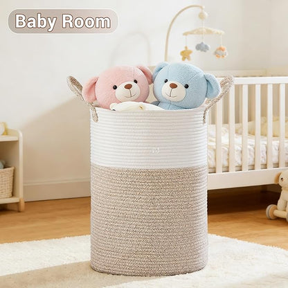 Tall Laundry Basket with Handles, 100L Portable Dirty Clothes Hamper, Boho