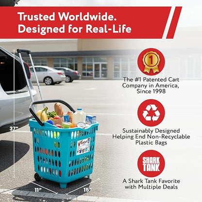 dbest products Bigger GoCart Grocery Cart Rolling Shopping Laundry Basket on