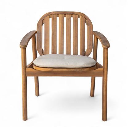 Christopher Knight Home Meja Acacia Wood Outdoor Dining Chair Set of 2 with Cushion, Wooden Patio Dining Armchair Set, Outdoor Kitchen Side Chair, Patio Furniture Set, Teak+Beige