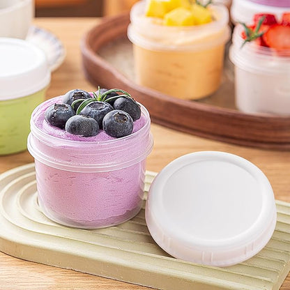 TUZAZO 12 Pack - 4 Oz Food Storage Containers with Screw Lids, Airtight Plastic Small Freezer Storage Container for Ice Cream, Overnight Oats, Snack, Soup, Portion and Meal Prep Container