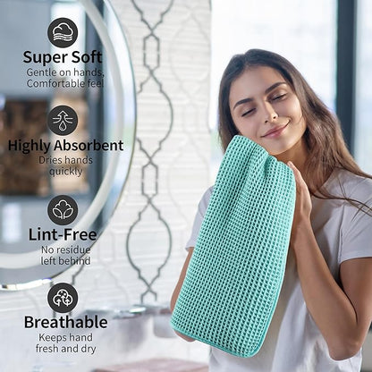 Microfiber Waffle Hand Towels, 4 Pieces, Fast Drying, Lint Free 430 GSM