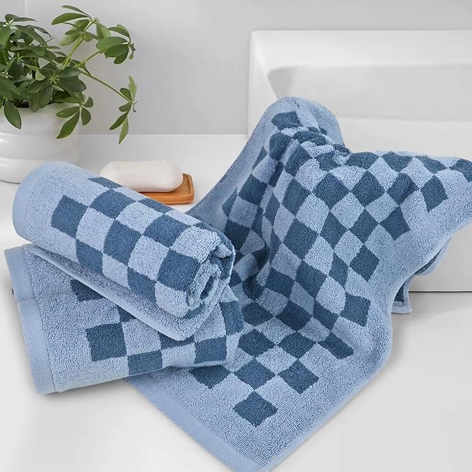 Jacquotha Bathroom Hand Towels Set of 4, Checkered Towels