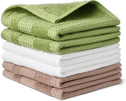 Amazon Basics 100% Organic Cotton Waffle Kitchen Dish Cloths, Ultra Absorbent