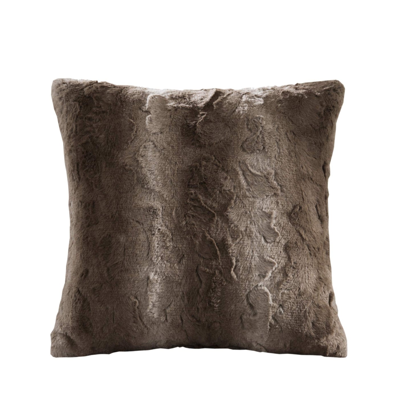 Madison Park Zuri Faux Fur Ombre Stripe Ultra Soft Luxury Decorative Throw Pillows, For Couch Bed With Insert, 20" x 20", Grey