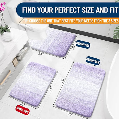 OLANLY Large Bathroom Rugs Mat 50x30, Extra Soft Absorbent Microfiber Bath Rug, Rubber Backing, Quick Dry, Washable Bath Mats for Bathroom Floor, Tub and Shower, Home Decor Accessories, Light Purple