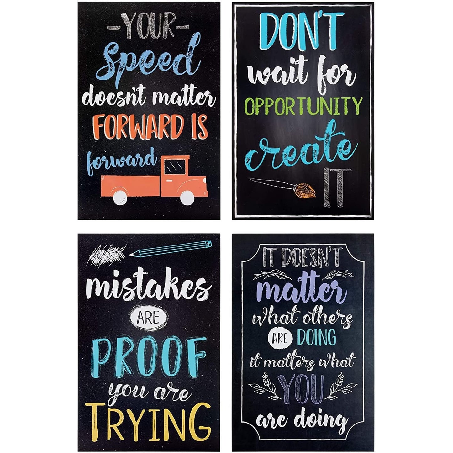 Juvale 20-Pack 13x19 in Motivational Classroom Posters - Chalkboard-Style Wall Decor, Classroom Decor, Bulletin Board Decorations, School Supplies for Teachers, Growth Mindset Posters