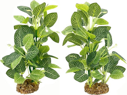 Silk Aquarium Plants (2-Pack) 9.8 Inch Artificial Plastic Fish Fish Habitat Decor, Small to Moderate Size Aquarium Decorations, Safe Green Plants for Freshwater Tanks