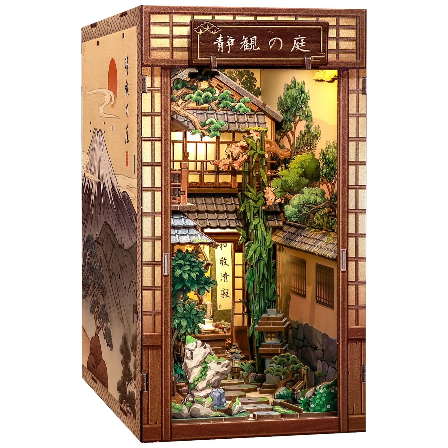 CUTEBEE Book Nook Kit – DIY Miniature House Kit for Adults, Serene Courtyard Japanese Zen Booknook, 3D Wooden Puzzle Bookshelf Insert, Dollhouse Bookend Decor Gift for Adults Teens(Serene Courtyard)
