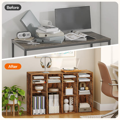 HOOBRO Wooden Literature Organizer, 36-Slot Mail Sorters, Removable Classroom Mailbox, Student Mailboxes for Classroom, Paper Storage Organizer, for Home, Office, Classroom, Rustic Brown FG36WF01