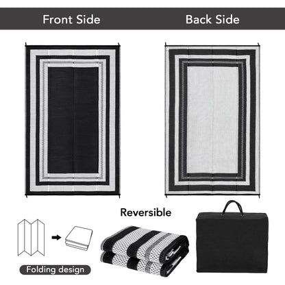 Garvee 9x12 Outdoor Rug for Patio Plastic Straw Rug Waterproof Reversible Mat Lightweight Foldable Carpet Easy Clean Large Rugs for Patio Porch Backyard Camping RV Beach Balcony Deck Panel White