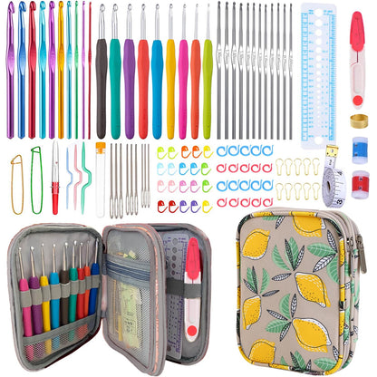 Weabetfu 102pcs Crochet Hooks Set Crochet Hook Kit with Case Ergonomic Crochet Needles for Arthritic Hands and Crochet Accessories Complete Crochet Set for Beginners & Experieced Crochet Lovers