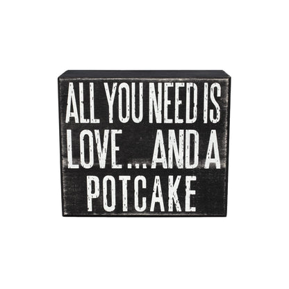 JennyGems Potcake Dog Gifts, All You Need Is Love and a Potcake Rustic Wooden Sign, Shelf Decor and Wall Hanging