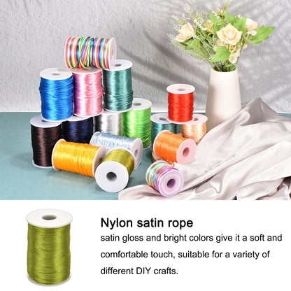 Rebower Nylon Satin Cord 2.5mm, 109 Yard Nylon String for Bracelet Braided Thread [for Jewelry Making Necklace Chinese Knot Craft] - Army Green