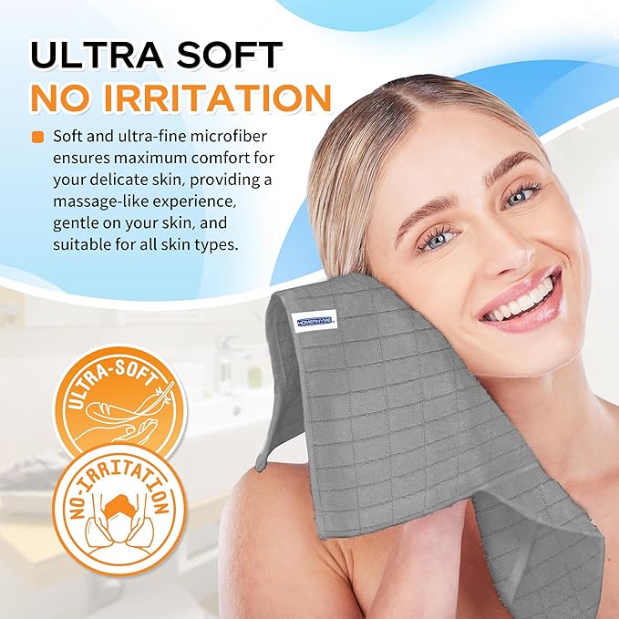 HOMERHYME Microfiber Washcloths, 12 Pack Wash Cloths Face Towels, Soft Lint