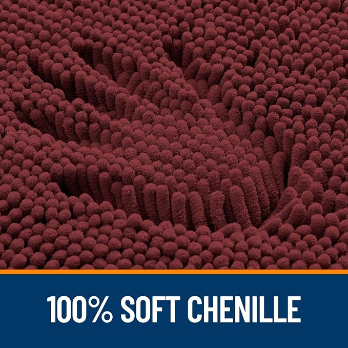 OLANLY Toilet Rugs U-Shaped 20x20, Extra Soft Absorbent Chenille Contour Bathroom Rugs for Toilet, Dry Quickly, Machine Washable, Non-Slip Bath Mat, Andorra Red-Brown