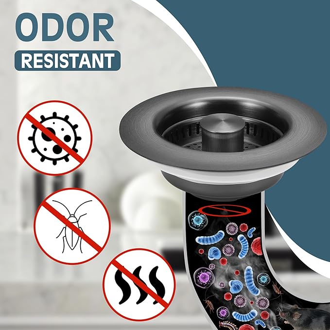 Kitchen Sink Drain Strainer 3 Pack, 304 Stainless Steel Pop Up Sink Stopper