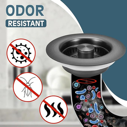 Kitchen Sink Drain Strainer 3 Pack, 304 Stainless Steel Pop Up Sink Stopper