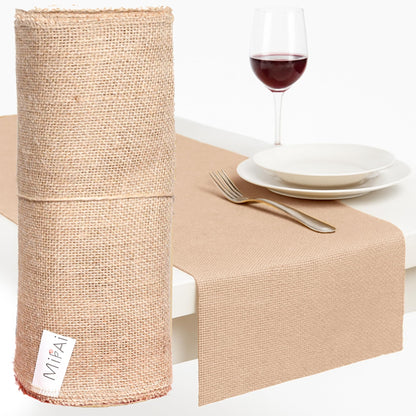 Mifai Burlap Table Runners 12in x 30 ft(10 Yards)-Cut to Your Length Burlap Roll -50 Yarns/10cm Density-Ecofriendly- Reusable- Perfect for Crafts, Décor, Gift Wrapping, DIY and Gardening
