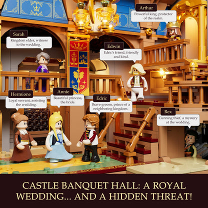 Lumibricks Medieval Castle Banquet Hall Lighting Building Bricks Set - Middle Ages City Town Modular Collection Display Kit with Minifigures 3232 Pcs for Adults & Teens