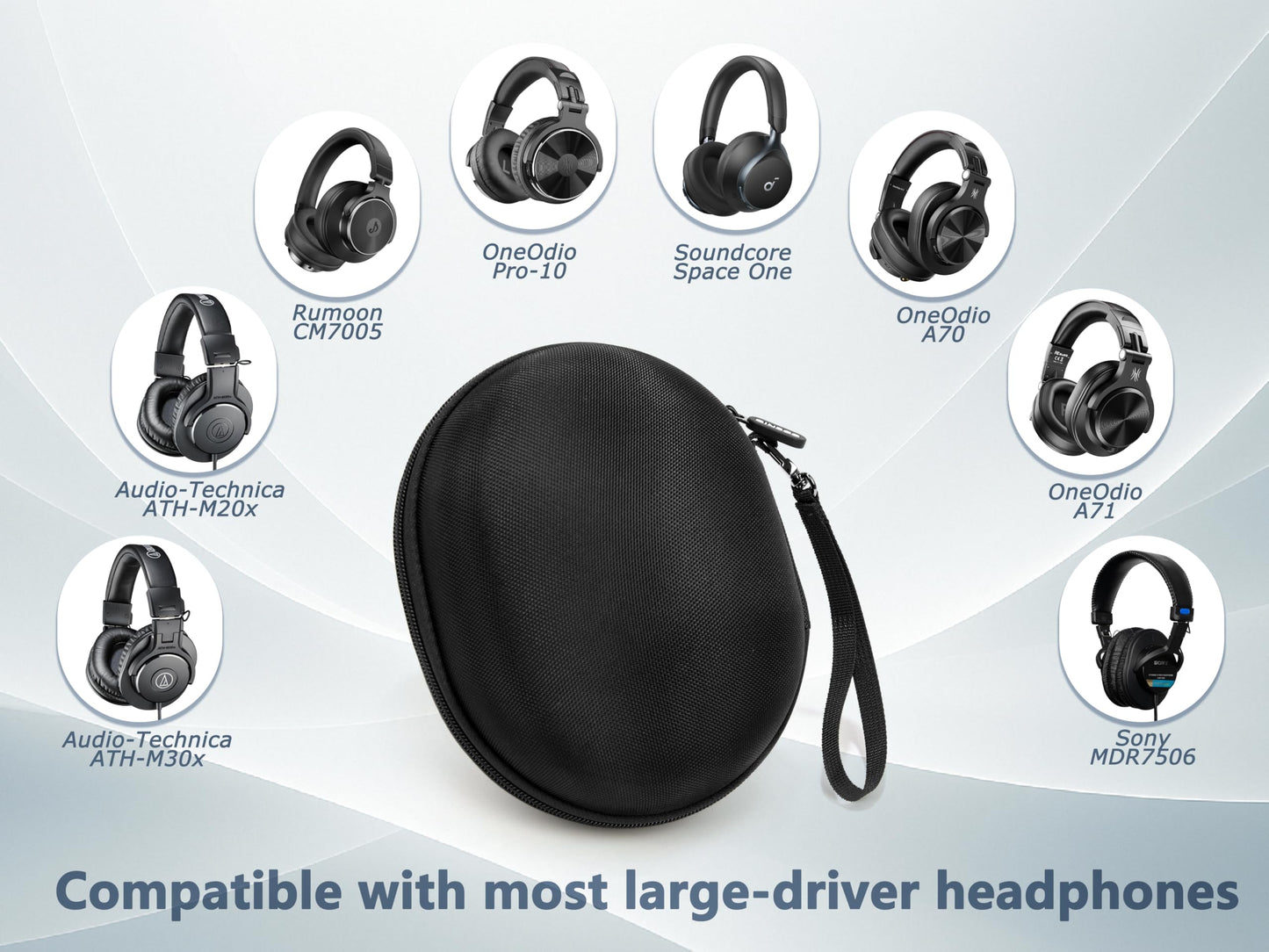 Ginsco Hard Case for Soundcore by Anker, Space One, Active Noise Cancelling Headphones, Arch Case for OneOdio Pro 10/A70/A71, ATH M20X/M30X/M40X, Sony MDR7506 etc Studio Monitor Headphone