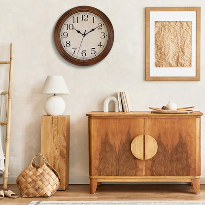 Foxtop Wood Wall Clock 14 Inch Silent Non-Ticking Battery Operated Large Retro Wooden Clock Decorative for Living Room Bedroom Kitchen Home Office