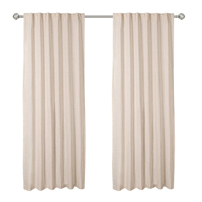 Bedding Craft Natural Taupe Linen Tab Top Curtains – Set of 2, 50x84 Long, Natural Flax Linen Drapes, Window Curtains