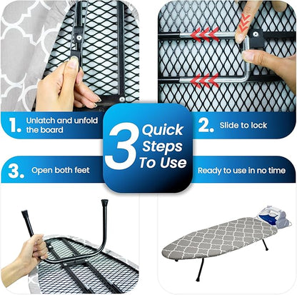 Metal Mesh Panel Tabletop Ironing Board | Foldable Iron Board | Heavy Duty